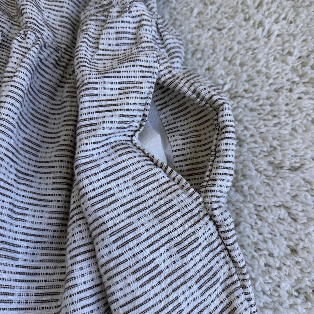 Madewell XL Linen Blend Tie Strap Tiered Midi Dress Pockets Striped Cottagecore - Picture 5 of 9